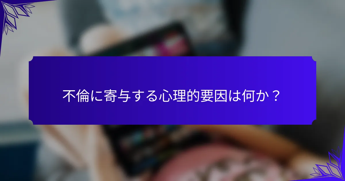 不倫に寄与する心理的要因は何か?
