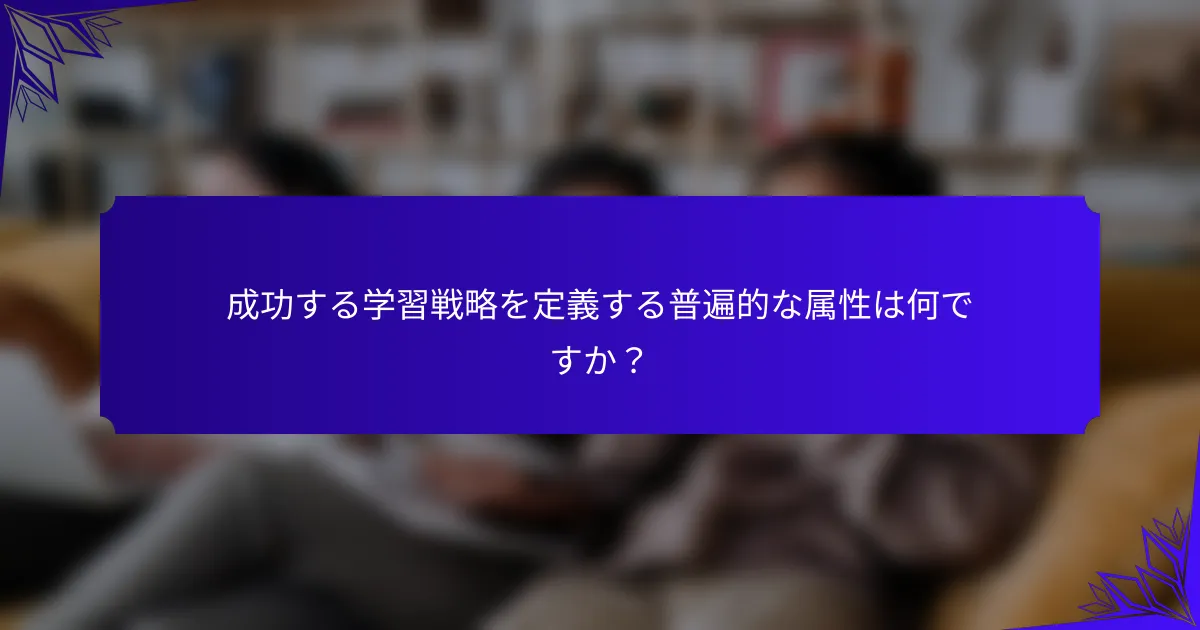 成功する学習戦略を定義する普遍的な属性は何ですか？