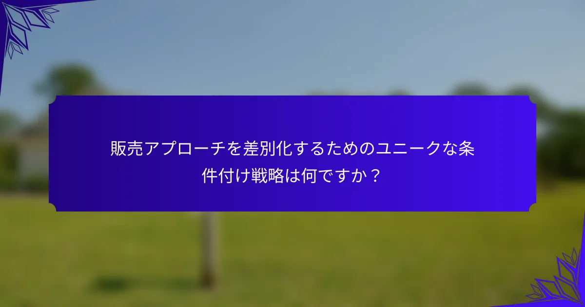 販売アプローチを差別化するためのユニークな条件付け戦略は何ですか？