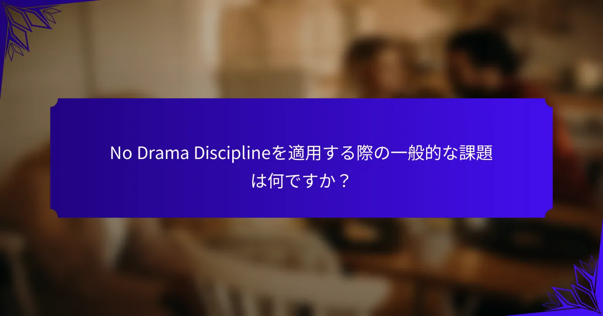 No Drama Disciplineを適用する際の一般的な課題は何ですか？