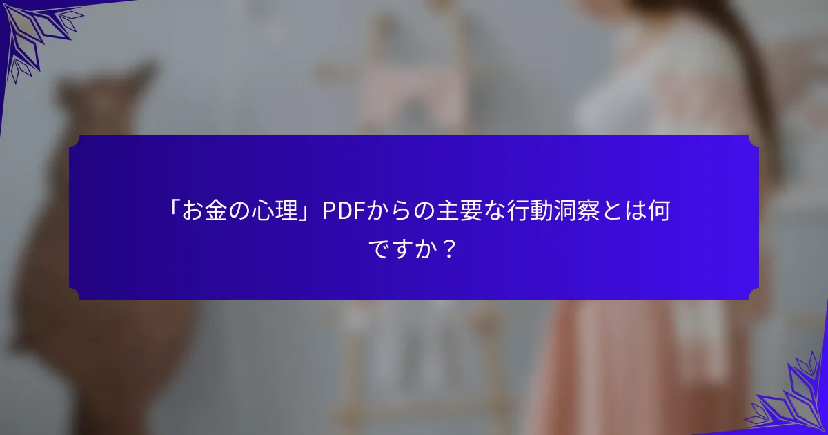 「お金の心理」PDFからの主要な行動洞察とは何ですか?