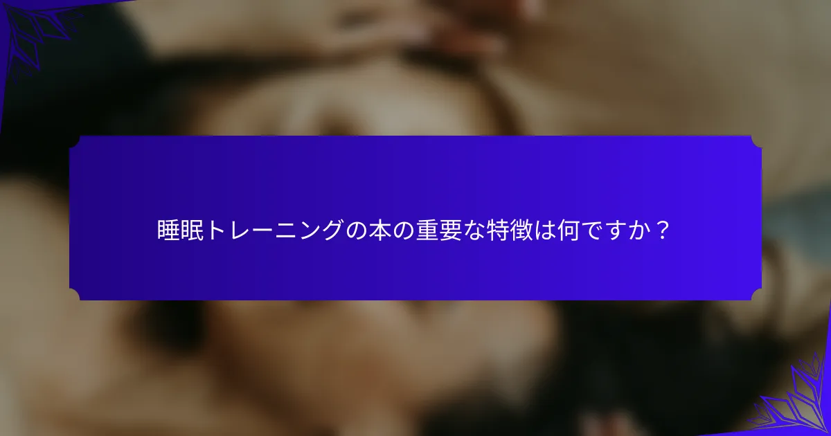 睡眠トレーニングの本の重要な特徴は何ですか?