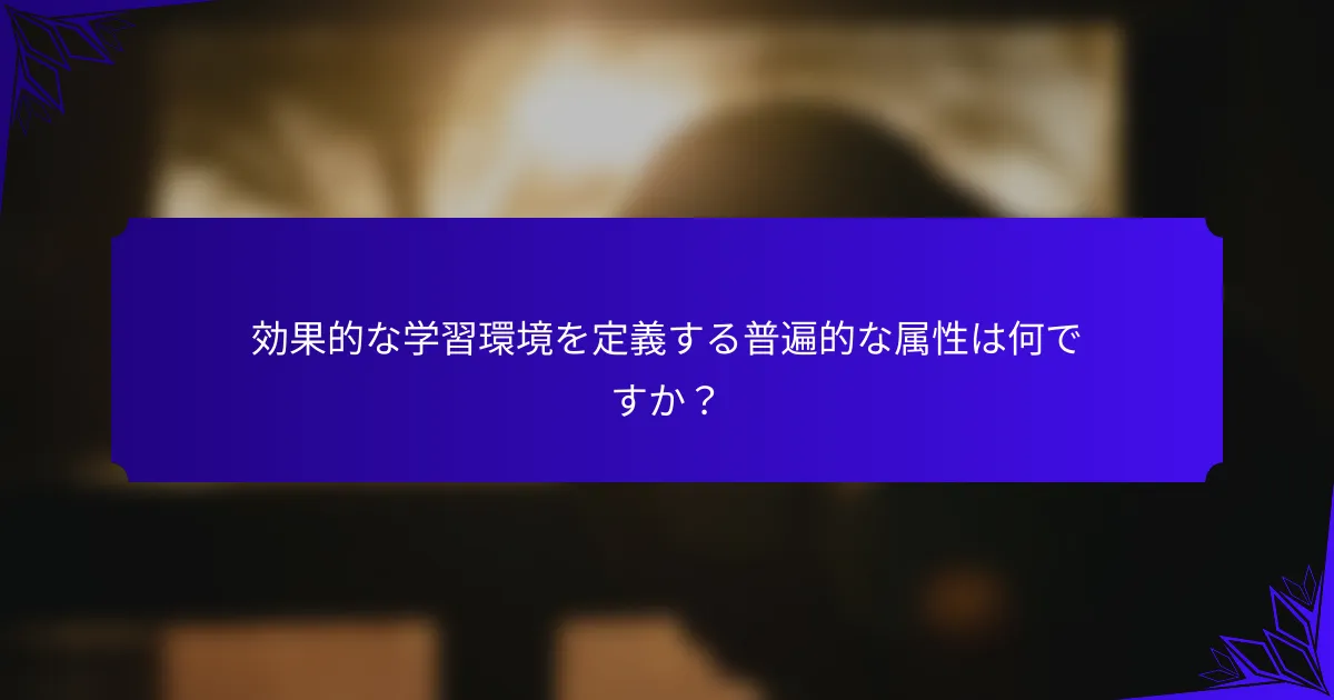 効果的な学習環境を定義する普遍的な属性は何ですか?