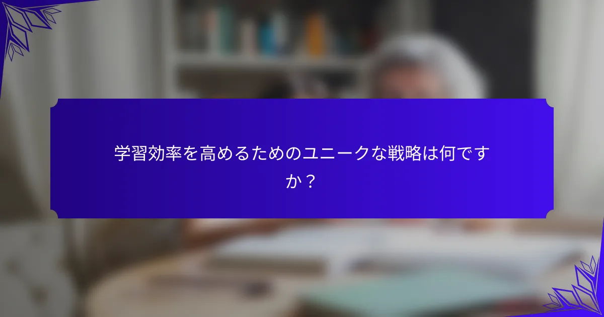 学習効率を高めるためのユニークな戦略は何ですか?